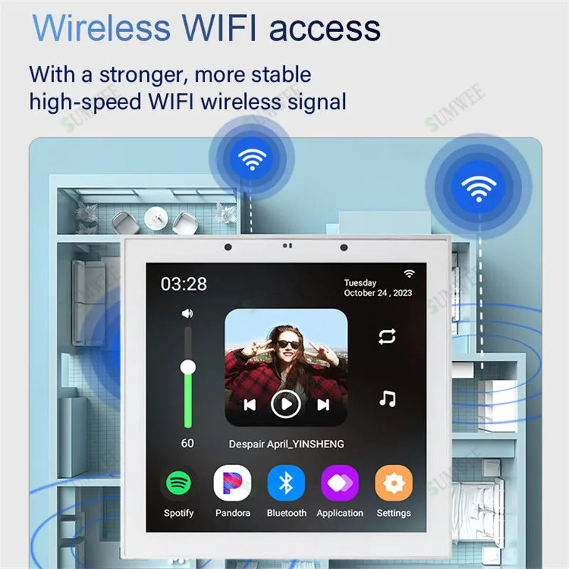 4 Inch Android 11 TUYA smart audio in wall amplificador bluetooths music player home theater systems sound equipment amplifiers