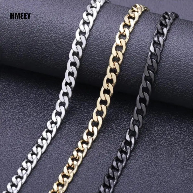 Hmeey Stainless Steel Chain Necklace Long Hip Hop for Women Men on The Neck Fashion Jewelry Gift Accessories Silver Color Choker