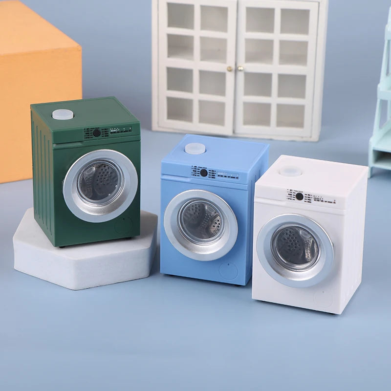 1Pcs Dollhouse Miniature Simulation Washing Machine Drum Washer Laundry Model Dollhouse Home Appliance Model Decor Toy