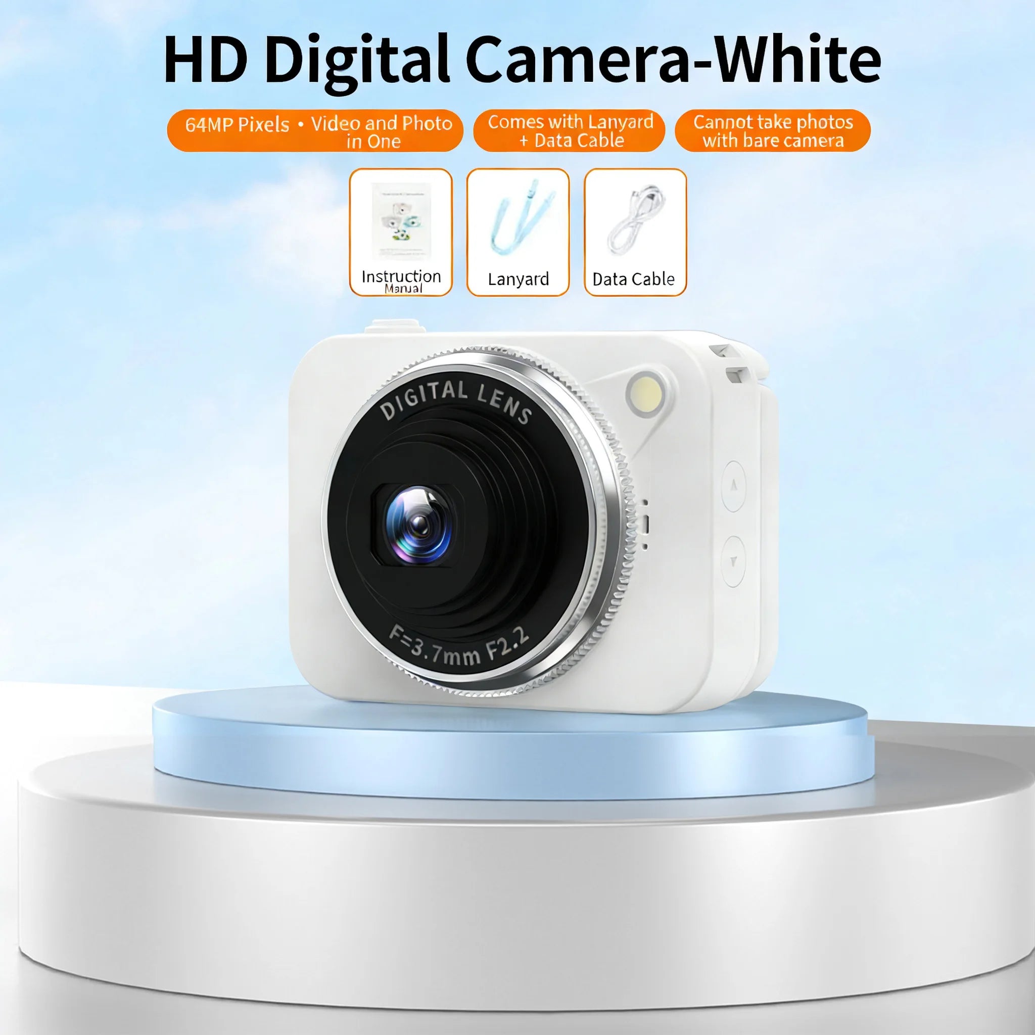 4K HD Pixel Camera 180° Flip-Up CCD Vlog Video Recorder for Selfies Student-Friendly Portable Compact Camera Gifts