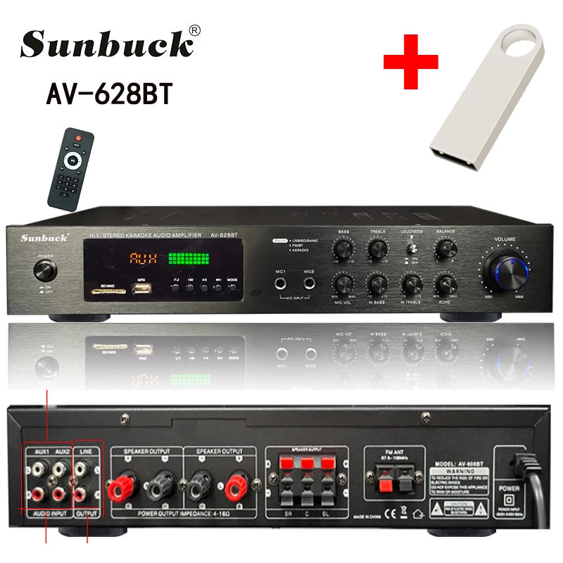 110/220V 2000W Bluetooth Power Amplifier Audio Subwoofers HiFi Stereo Surround Sound Digital Amplifiers For Home Karaoke theater