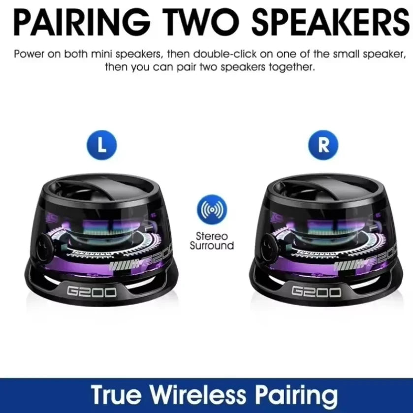 Portable Bluetooth Speaker G200 RGB Lighting Magnetic Speaker BT5.3 Mini Sound Box 7 Hours Playback Phone Holder