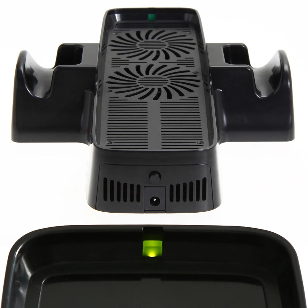 Console Cooling Fan  for XBOX 360 Game Controller ABS Cooling Fan Heat Dispersion with Dual Dock Stand USB Cable Accessories