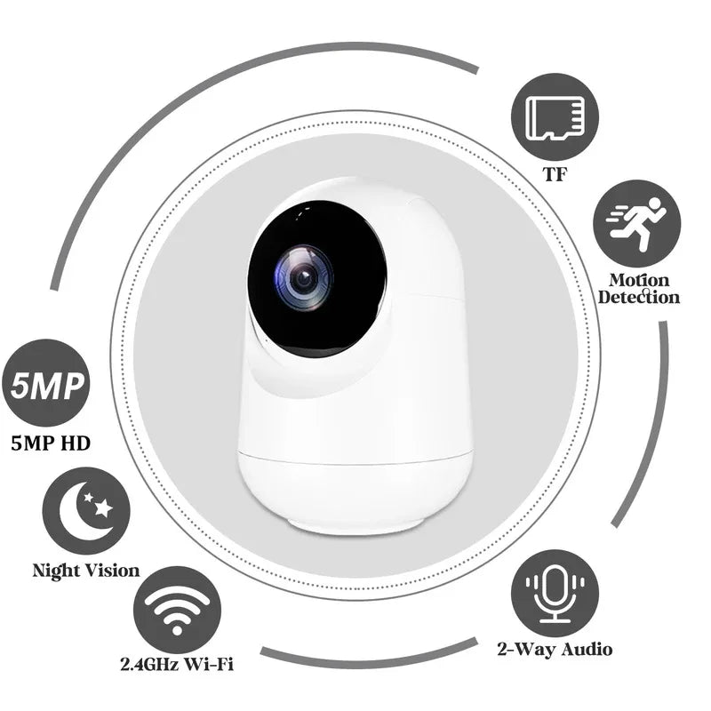 5MP IP Camera PTZ WiFi Camera Home Indoor Baby/Elderly Monitor Camera Security Protection Auto Tracking CCTV Camera