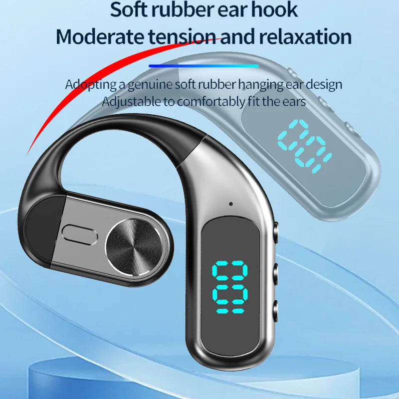 Single Ear Bluetooth 5.5 Wireless Earphone LED Display Ear-Hook Headset 180° Rotatable Wireless Earbuds Waterproof Sport Headset
