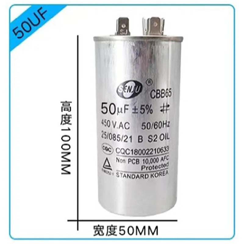 20UF25UF30UF 35UF 40UF 45UF 50UF 55UF 60-100UF CBB65 Air Conditioner Capacitor Compressor Motor Runs Starting Capacitor 450VAC