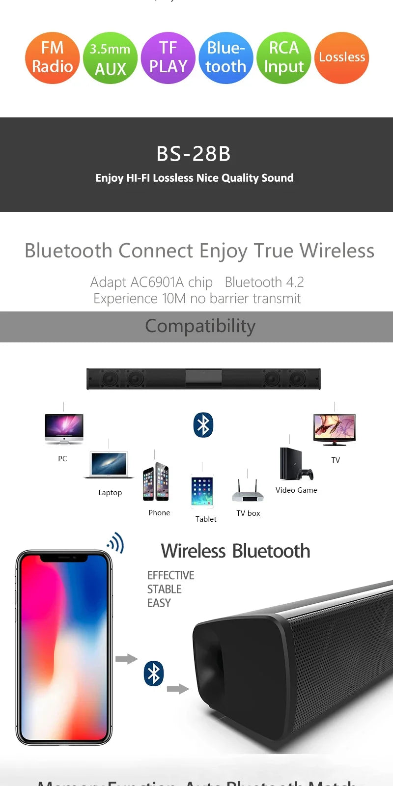 3DHome Theater Sound System Bluetooth Speaker Computer Speakers For TV Soundbar Box Subwoofer Radio Music Center Boom Box Column