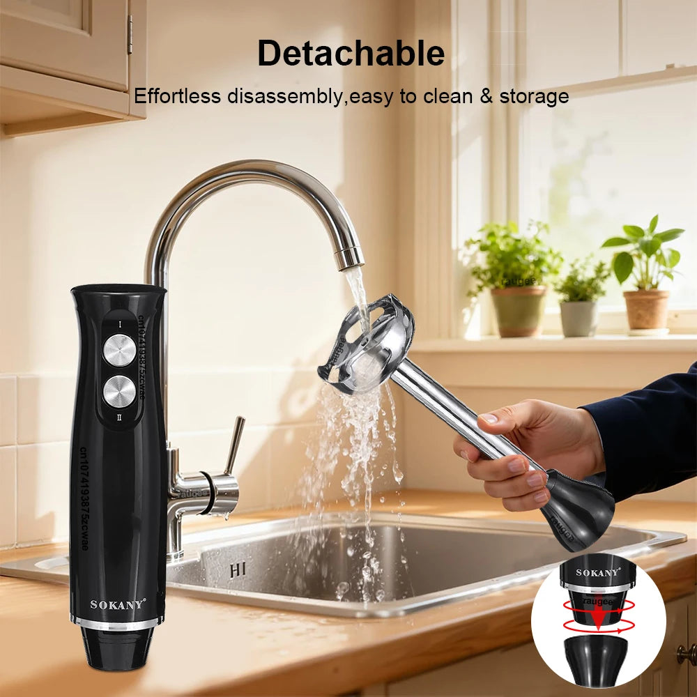 4 in 1 Blender Handheld Electric Mixer Machine Meat Vegetable Garlic Chopper Egg Beater Kitchen Blender for Soup Smoothie Puree