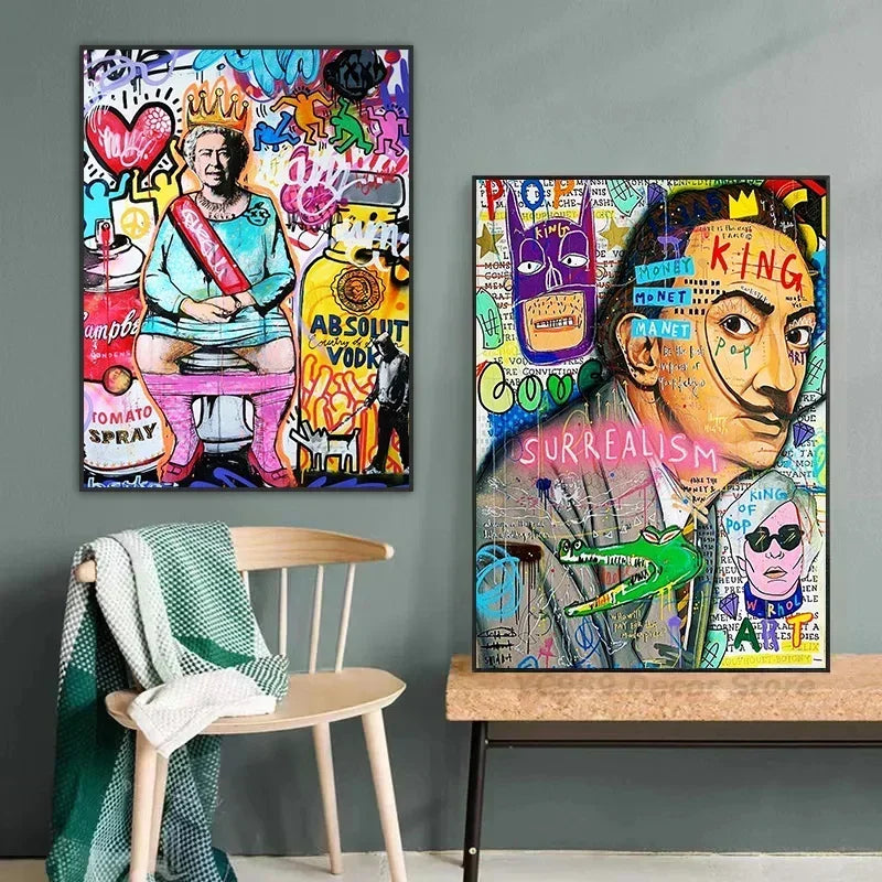 Modern Graffiti Aesthetic Wall Art Banksy Pop Portrait HD Canvas Poster Prints Home Bedroom Living Room Decor Gift