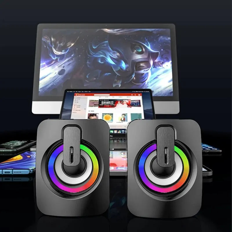 High Fidelity Computer Speakers Volume Control 3D Stereo Sound RGB Subwoofer Sound Box Gaming For Desktop Computer Loudspeaker