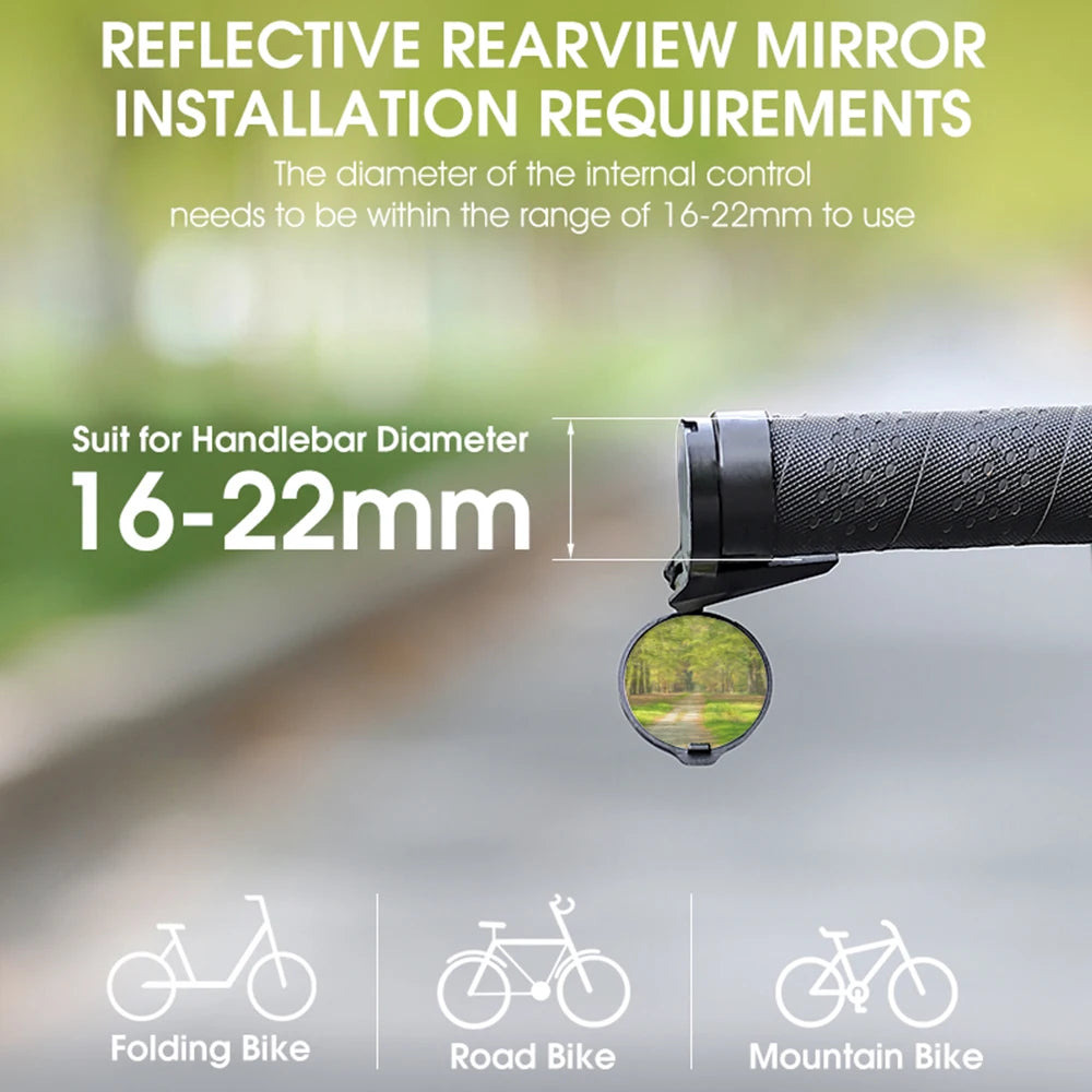 Bicycle Rearview Mirror Bike Handlebar End Mirror HD Mirrors 360° Rotate Convex MTB Road Bike Handlebar Mirrors Bike Accessories