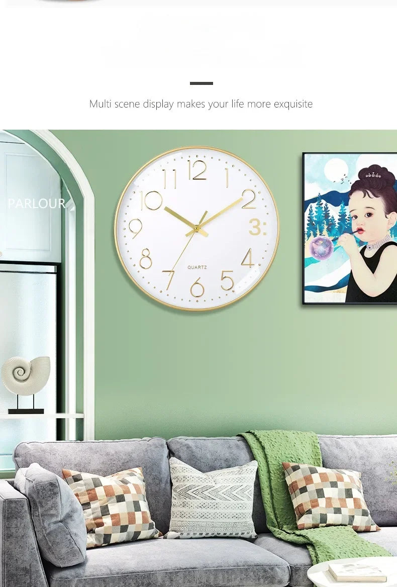 Round Wall Clock, Modern Silent 8 Inch Wall Clock, Quartz Movement Battery Powered, Decorate Home, School, Bedroom, Office