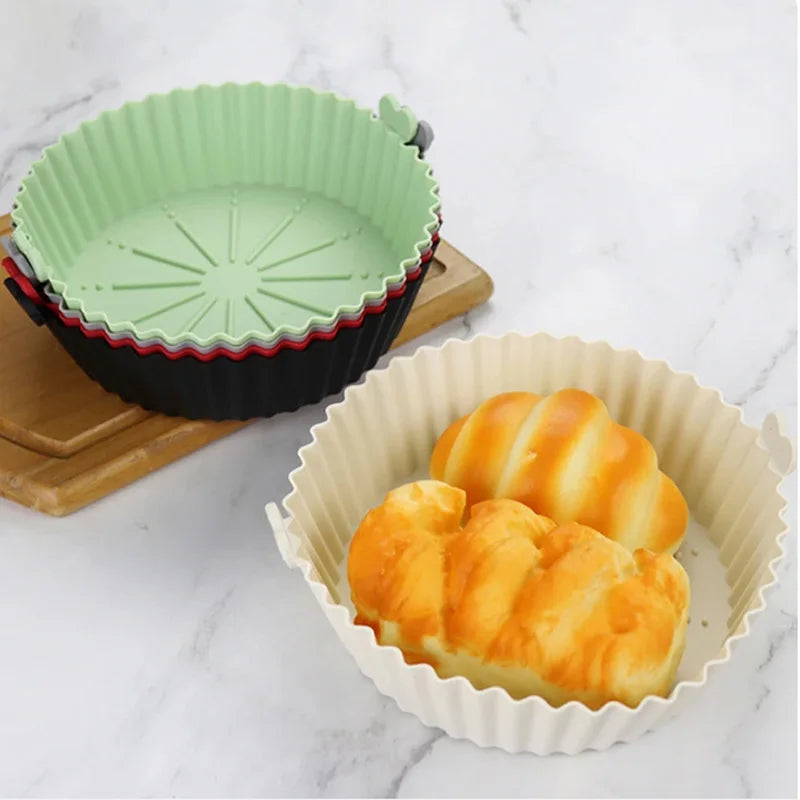 Air Fryer Baking Tray Reusable silicone baking basket Grill Pan food-grade safe non-stick fryers ovens microwave oven