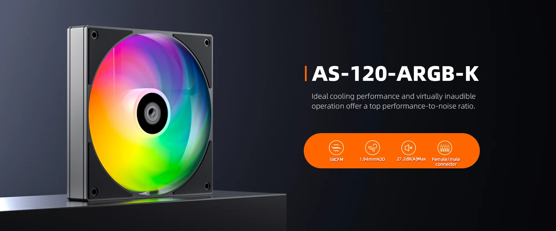 ID-COOLING AS-120-K 120mm High Performance Computer Cooling Fans,Fan Speeds：300- 2000 RPM,Hydraulic Bearing Quiet Long lifespan