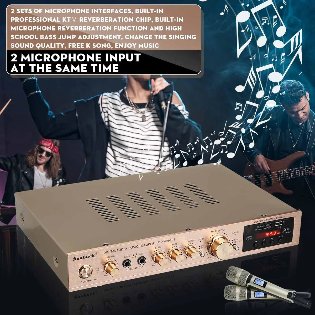 110/220V 2000W Bluetooth Power Amplifier Audio Subwoofers HiFi Stereo Surround Sound Digital Amplifiers For Home Karaoke theater