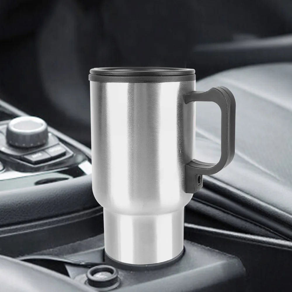 Water Coffee Milk Thermal Mug 12V 450ml Stainless Steel Vehicle Heating Cup Electric Heating Car Kettle Camping Travel Kettle