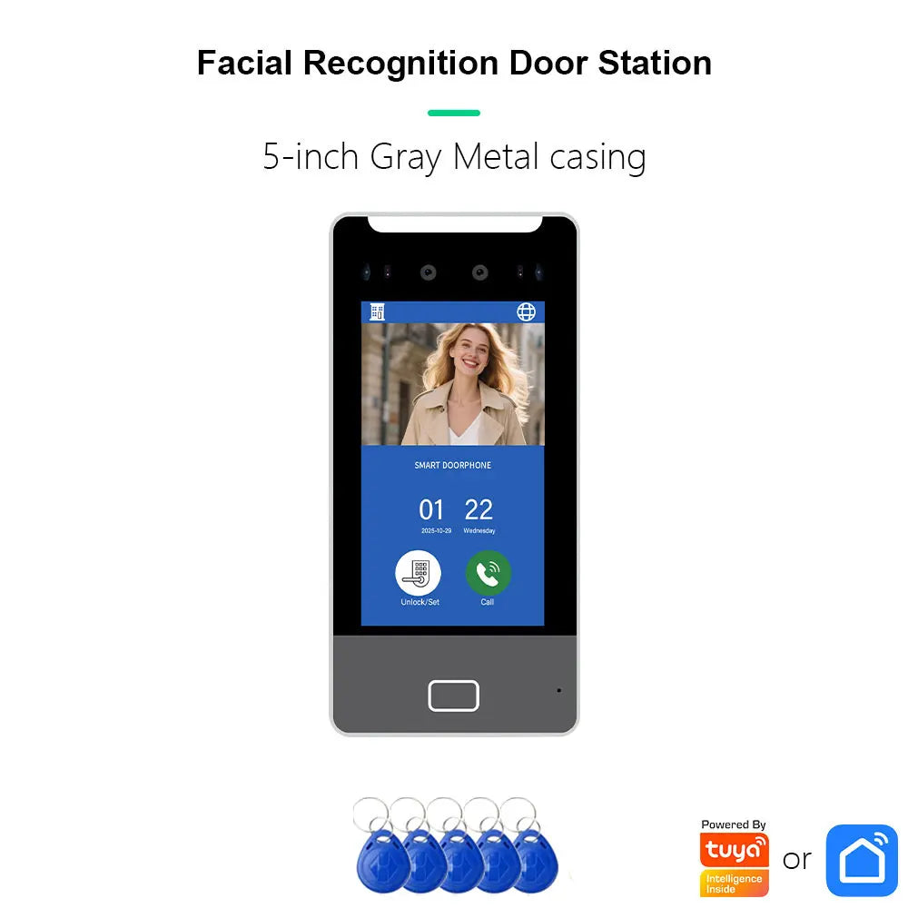 ANJIELO 5IN1 Unlock AI Face Recognition Video Intercom Smart Doorbell Villas High-rise Buildings Apartment Office TUYA Smart
