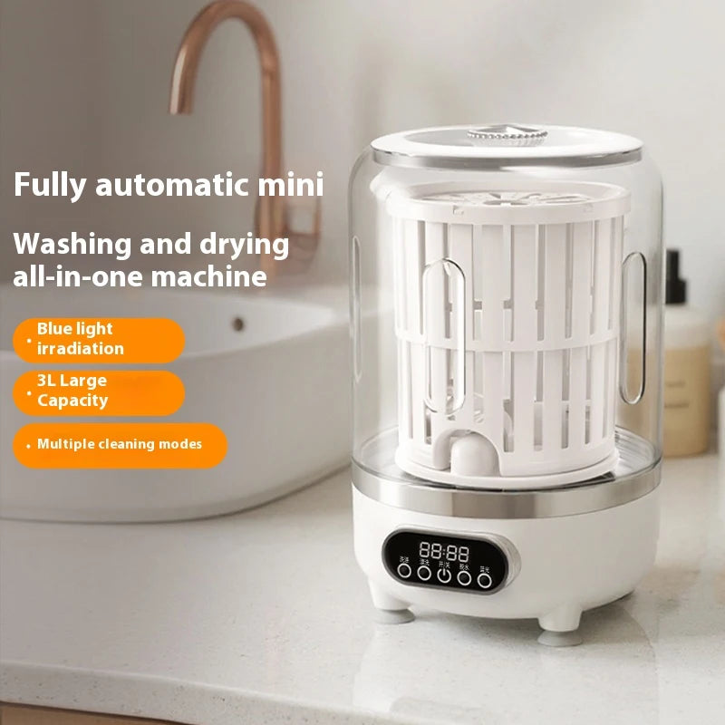 Mini turbo washing machine 3L fully automatic small USB charging portable sock and underwear specific washing machine.
