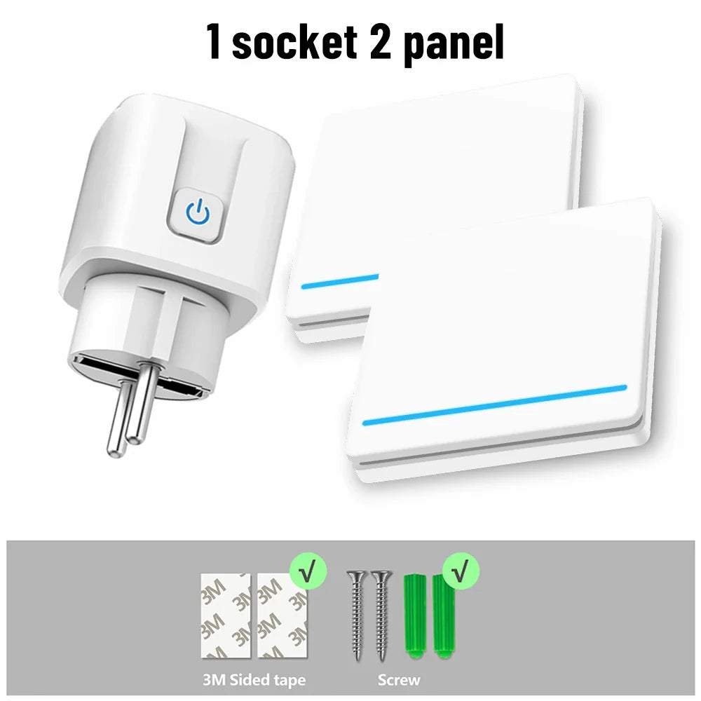 RF433 Smart Socket Wireless Remote Control 220V 230V EU Fr Korean Plug Programmable Socket with Push Button Wall Switch for Home
