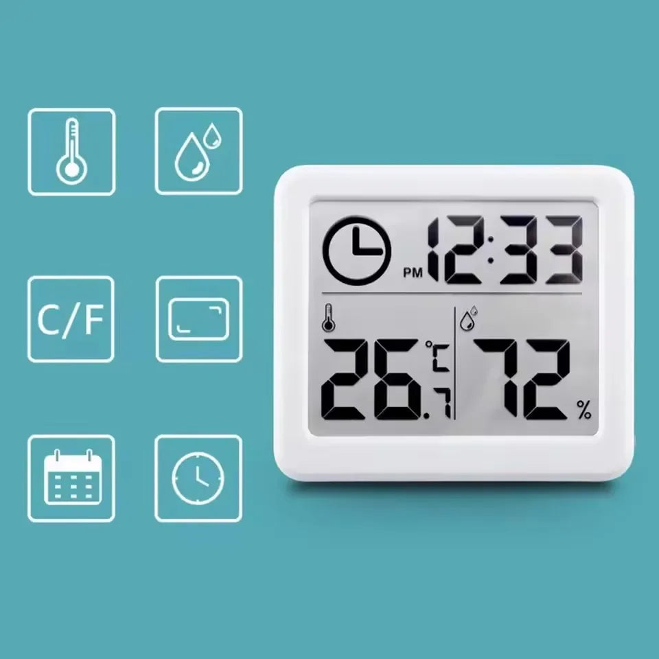 3.2inch Large LCD Digital Thermohygrometer Ultra-thin Simple Smart Home Electronic Digital Thermometer Hygrometer Wall Clock