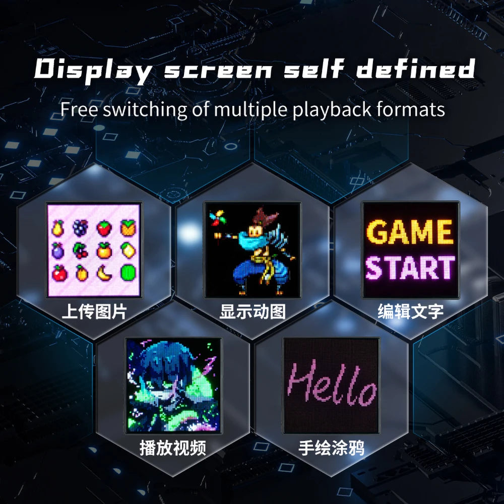 64x64 Pixel Screen Smart LED Pixel Display with APP Control Programmable Night Light DIY Options Animation For Home Bedroom Bar