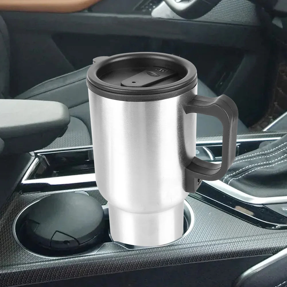 Water Coffee Milk Thermal Mug 12V 450ml Stainless Steel Vehicle Heating Cup Electric Heating Car Kettle Camping Travel Kettle