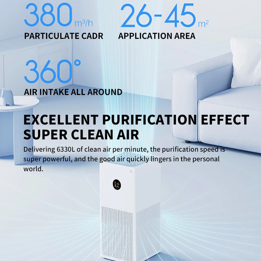NEW MIJIA Smart Air Purifier 4 Lite LED Display Quadruple Purification Aldehyde Removal Home Air Ionizer 35.8dB(A) Low noise