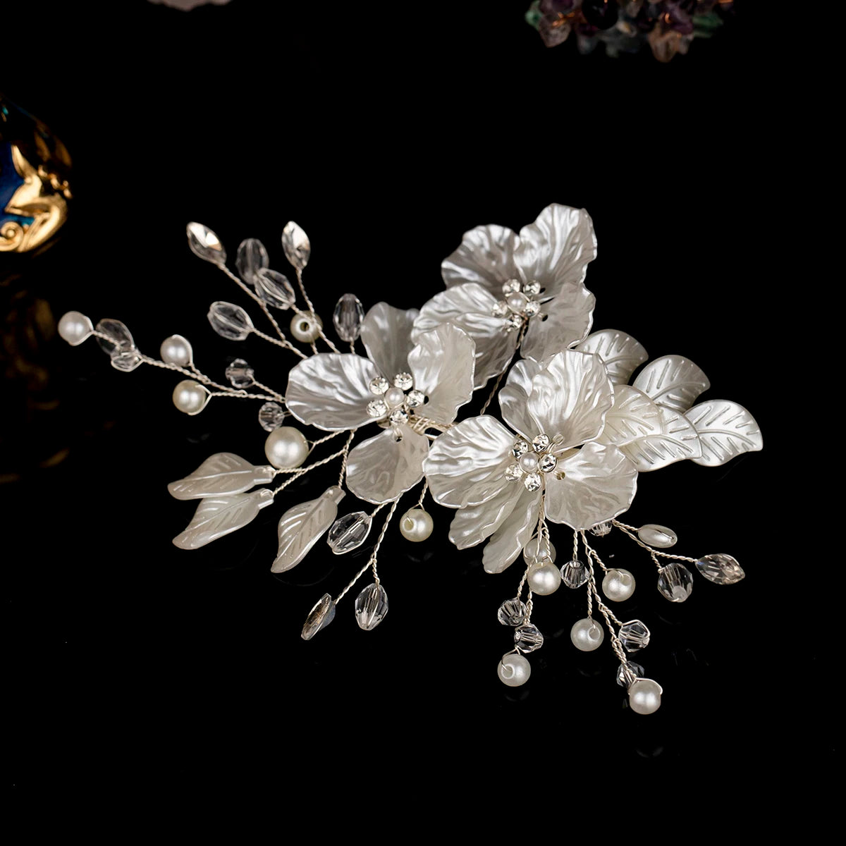 3pc Luxury Acrylic Flower Hair Clip & Pin Set Bridal Wedding Exquisite Jewelry Hair Accessories Handmade Pearl HairClip For Girl