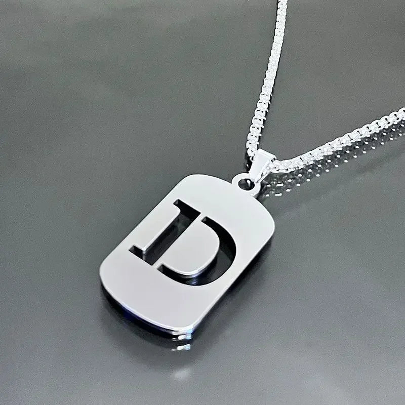 Fashion Punk A-Z Initial Tag Letter Stainless Steel Pendant Necklaces for Men Women Wholesale Jewelry Lot Collar Jewelry Goth