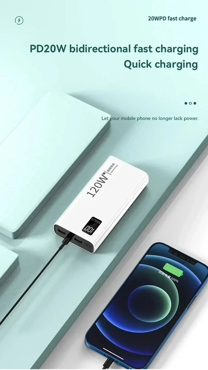 500000mAh Large-capacity Super-fast Charging Power Bank With Digital Display Portable Mobile Power Supply for All Phones