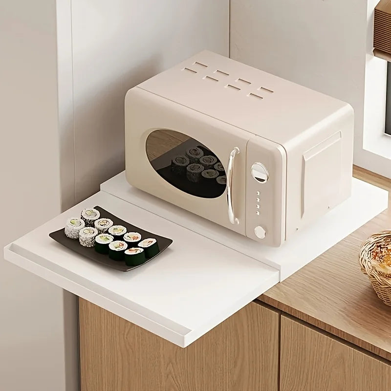 Modern Metal Utility Rack with Pull-Out Shelves & Drawers – Versatile Microwave Stand for Oven, Cookware and Tabletop Storage