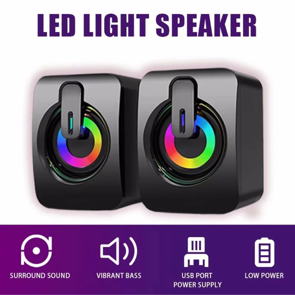 Computer Speakers PC Sound Box HIFI Stereo Microphone with LED Light for Desktop Computer Surround Music RGB Gaming Speakers