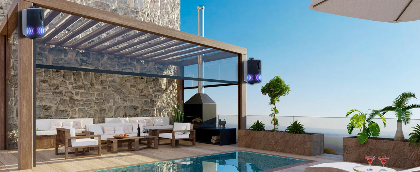 Herdio 3.5" Outdoor Bluetooth Speakers Waterproof 200W 3 Way Upgrade Premium Wall Mount Speakers For Patio Indoor Deck Garage