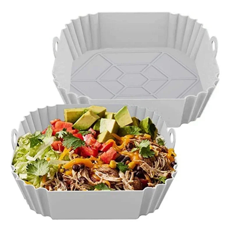Air Fryer Oven Baking Tray Silicone Tray Fried Chicken Pizza Mat Oilless Silicone Pan Air Fryer Accessories for Kitchen Baking