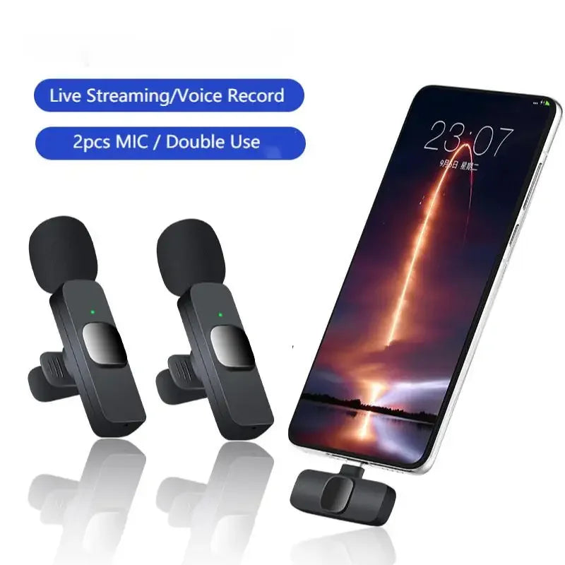 Lavalier Wireless Bluetooth Microphone Portable Audio Video Recording Mini Mic For Ios Live Broadcast Gaming Phone Type-C