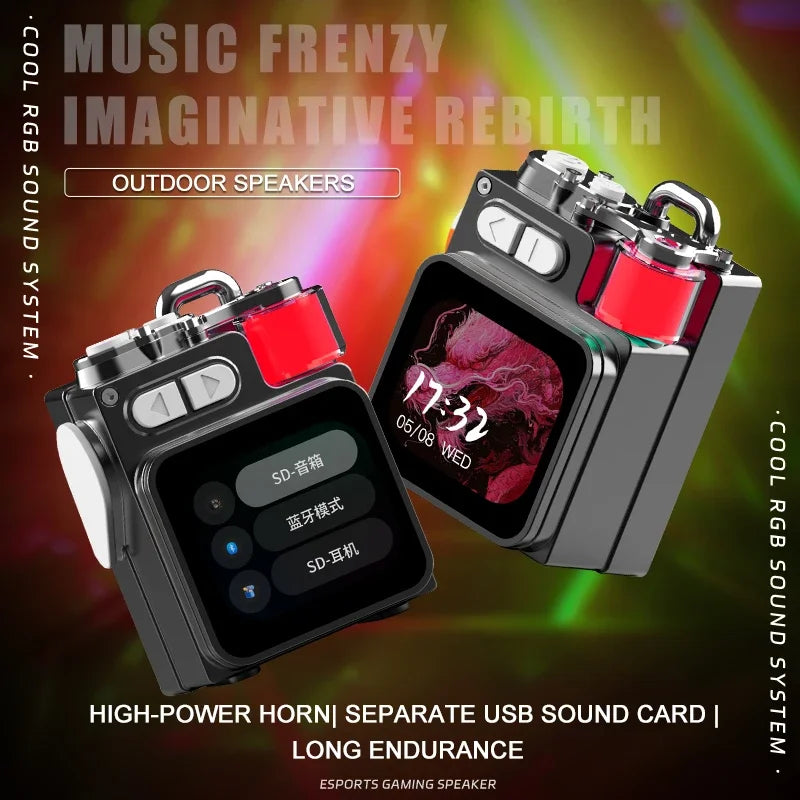 Powerful Bluetooth Speaker, Bass Wireless Outdoor Speakers LED Display Screen with RGB Desktop Subwoofer