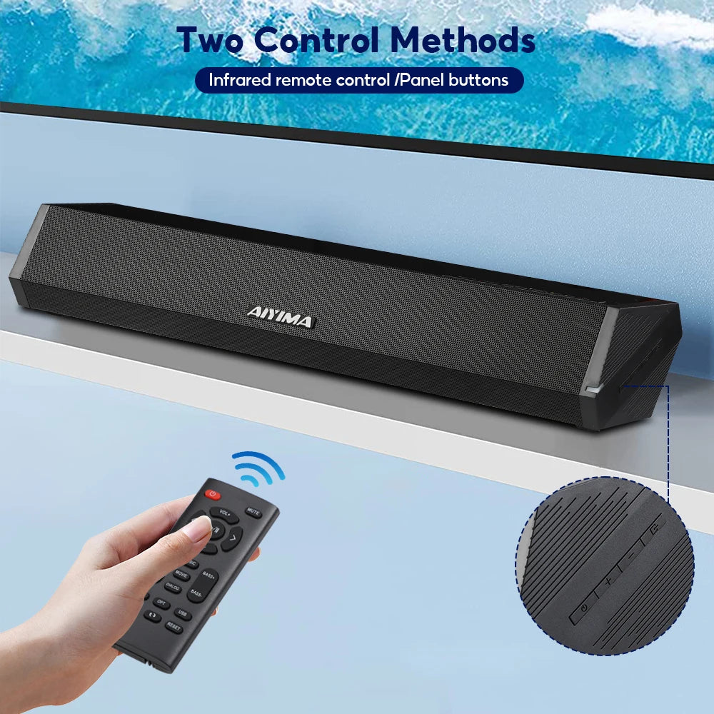 AIYIMA S03D Audio Soundbar With Subwoofer For Home TV Wireless Bluetooth 2.1 Sound Bar HD Surround Sound System for PC Gaming