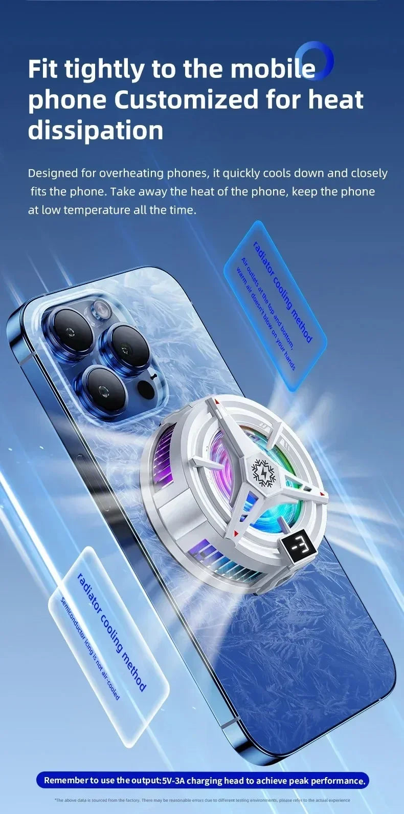 Magnetic Phone Cooler for PUBG Mobile Semiconductor Freeze Tech Digital Temp Display Back Clip Design Freeze Cooling