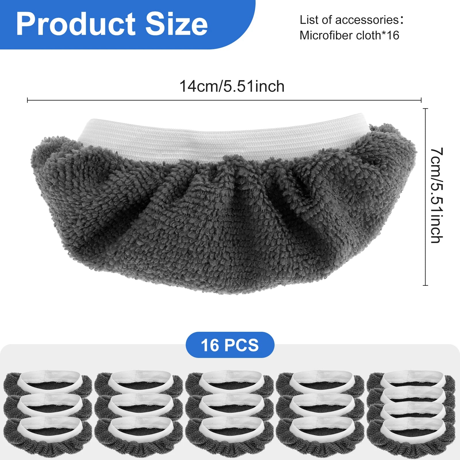 16Pcs Steam Mop Pads Microfibre Steam Cleaner Replacement Pads Reusable Steam Cloth Accessories Compatible with Multiple Mop