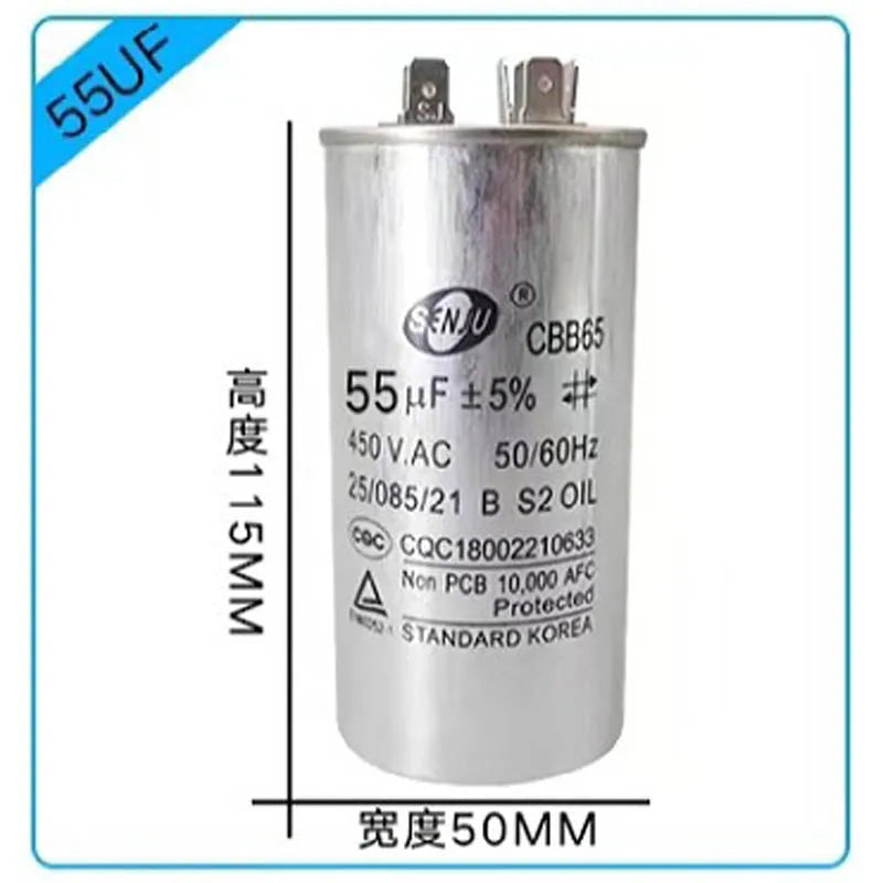 20UF25UF30UF 35UF 40UF 45UF 50UF 55UF 60-100UF CBB65 Air Conditioner Capacitor Compressor Motor Runs Starting Capacitor 450VAC