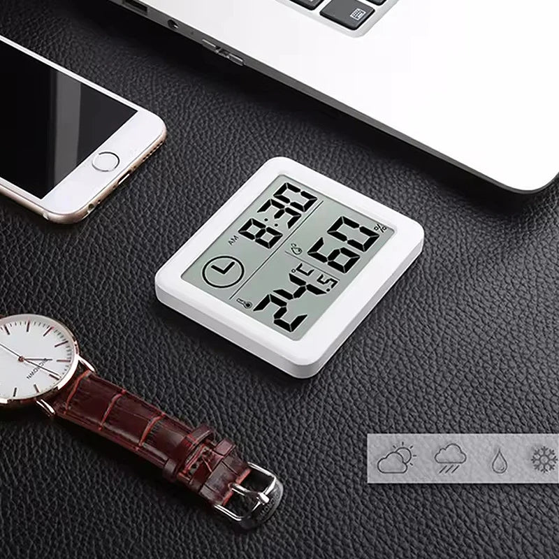 Thermohygrometer Ultra-thin Simple Smart Home Electronic Digital Thermometer Hygrometer LCD Digital Wall Clock
