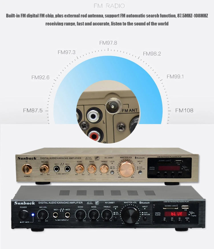 110/220V 2000W Bluetooth Power Amplifier Audio Subwoofers HiFi Stereo Surround Sound Digital Amplifiers For Home Karaoke theater