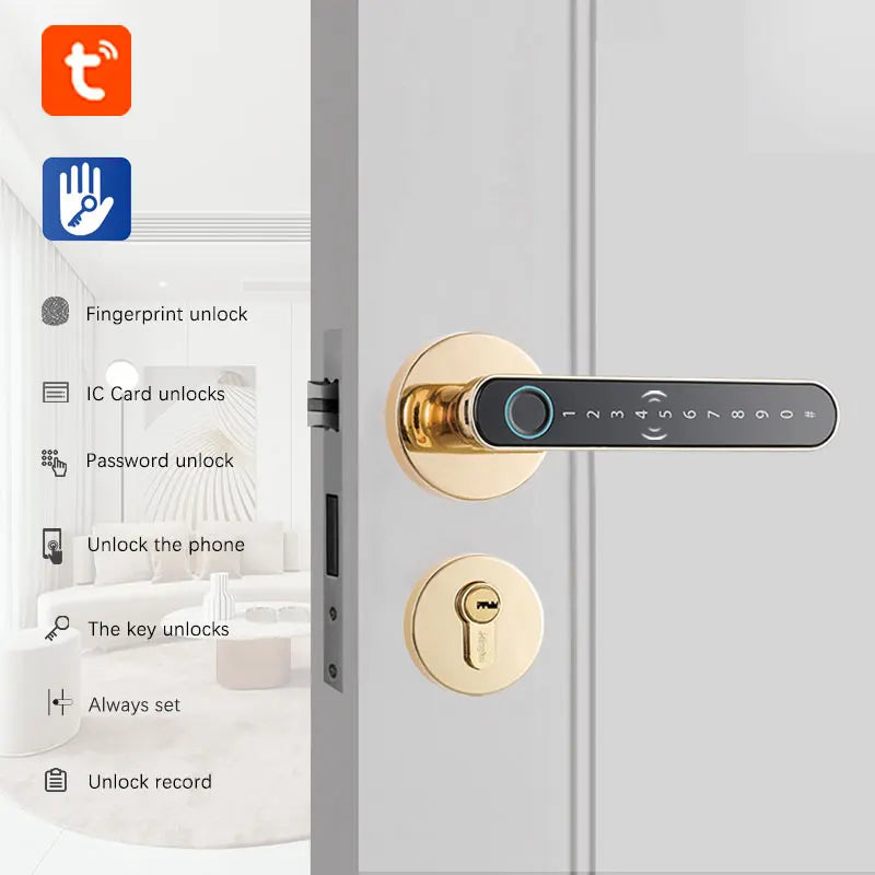 Fingerprint door lock with card keypad Smart door lock for bedroom Electronic lock with passcode App unlock for Interior doors