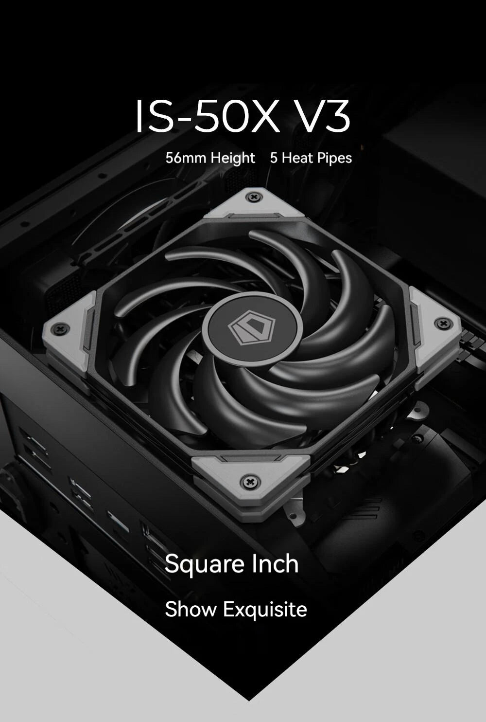 ID-COOLING IS-50X ITX Air-cooling CPU Cooler 5 Heat Pipes 4Pin PWM 12015 Fan For Intel LGA 1700 1200 AM4 AM5 Processor Cooler