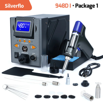 Silverflo Desoldering Station 110W Desoldering Gun Suction Tin Gun Vacuum Solder Sucker Station with Sleep Mode 948D-I