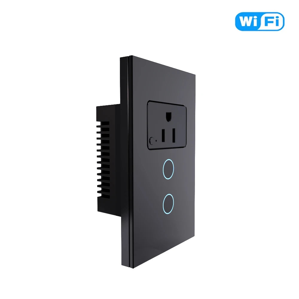 Tuya WiFi Smart Light Switch Mexico US Wall Socket With American Plug Outlet Glass PanelS mart life Support Alexa Google Home
