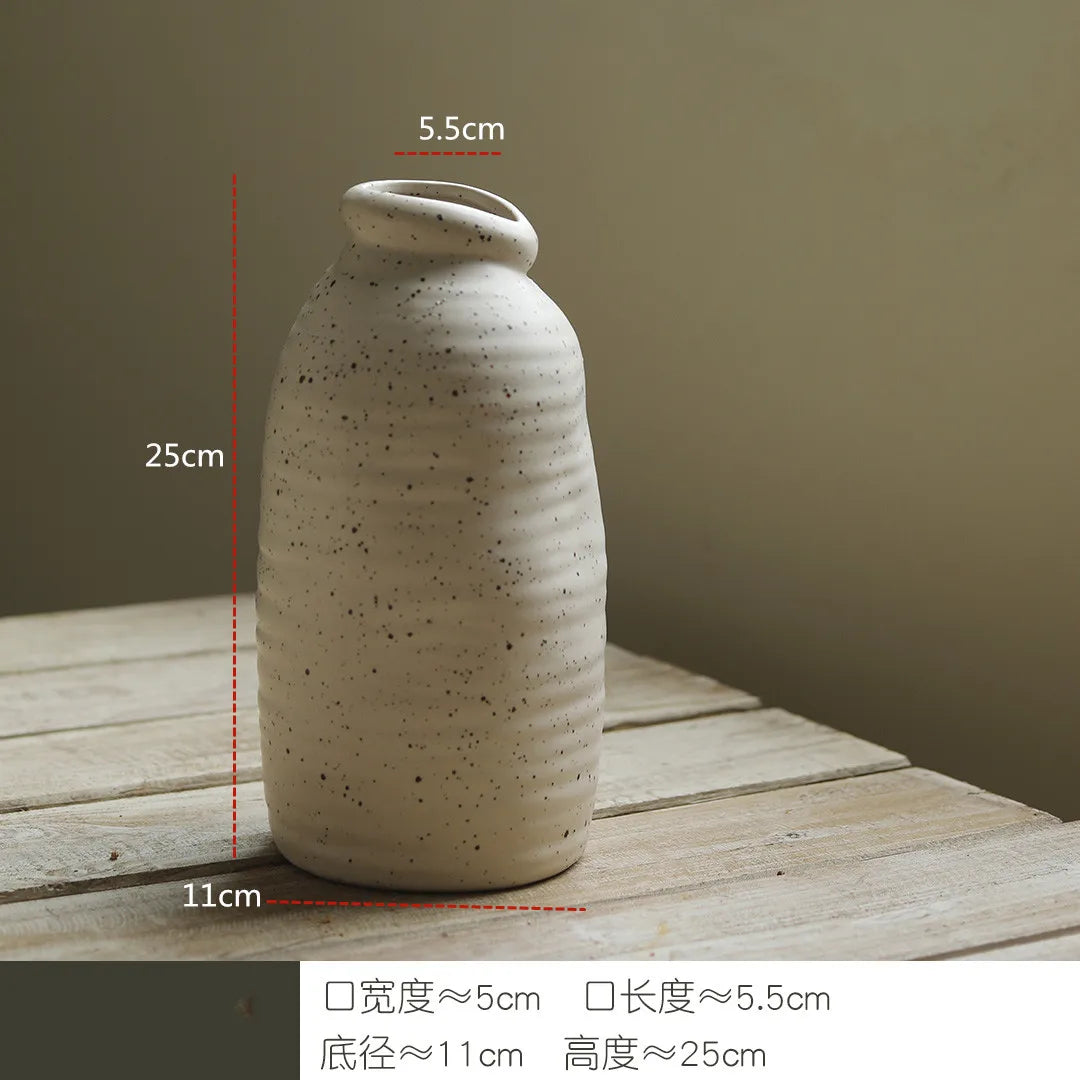 Stoneware Vase Ornaments Dried Flowers Flower Table Ceramic Flower Utensils Simple Modern Creative Home Interior Soft Decoration