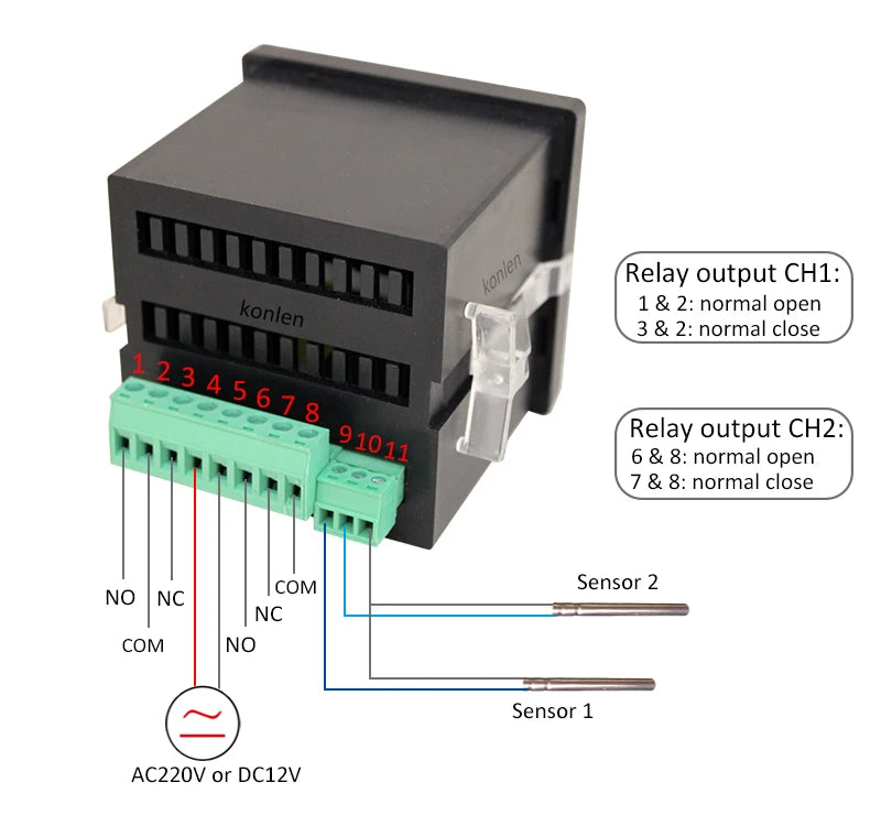 WIFI Dual Temperature Sensor Controller Tuya Thermometer Thermostat with 2 External Probe Boiler Water Heater Freezer Smartlife