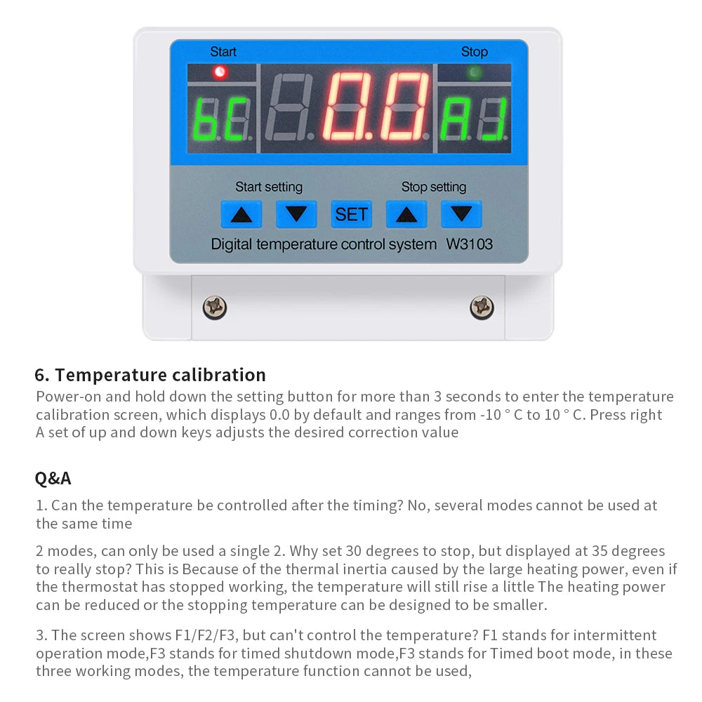 Digital Temperature Controller 220V Max 5000W Digital Thermostat 30A -19 to 99℃ Temperature Controller Switch LCD XH-W3103