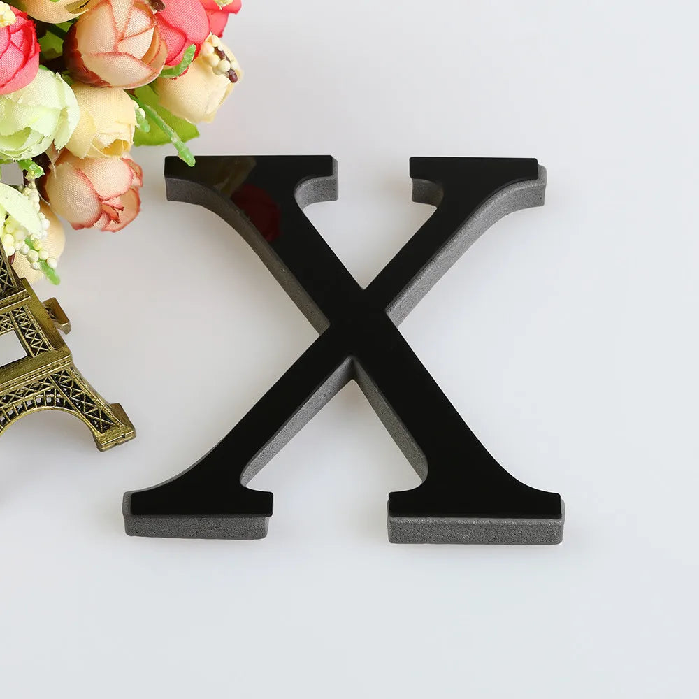 26 Letters Wall Sticker 3D DIY Mirror Acrylic Decals Home Decor Wall Art Mural for party wedding Christmas Retro Wall Art